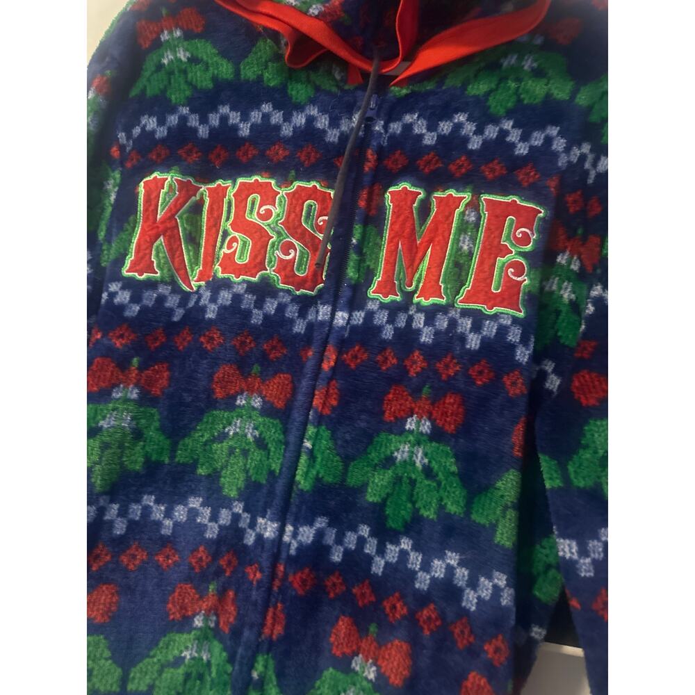 Holiday time one piece Christmas Pajama SzL (42-44) kiss me funny Xmas pjs